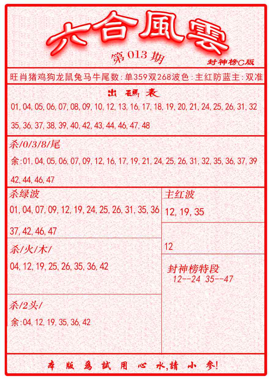 013期六合风云B面[图]